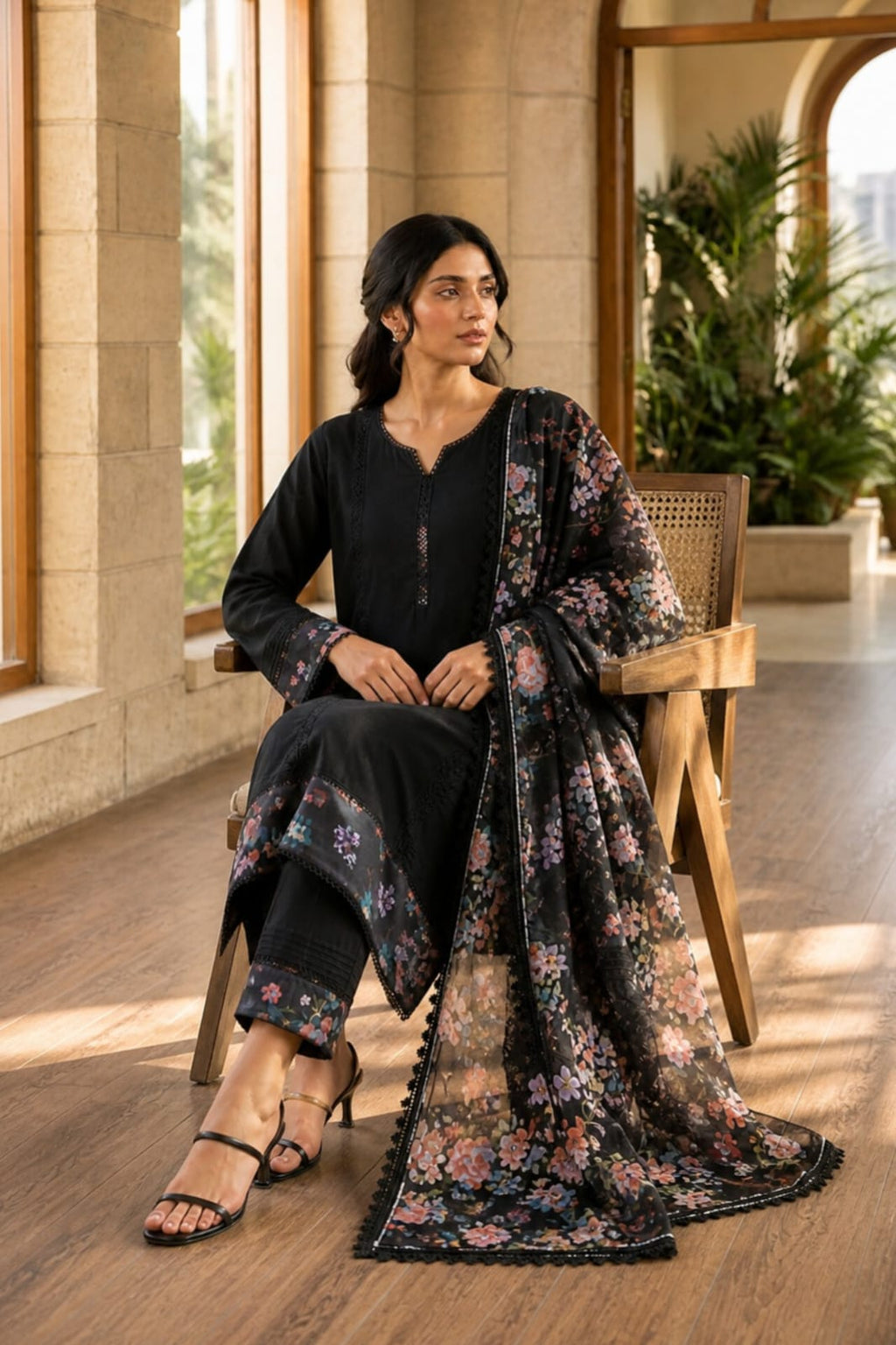 Women’s Designer Kurta with Matching Trousers and Dupatta