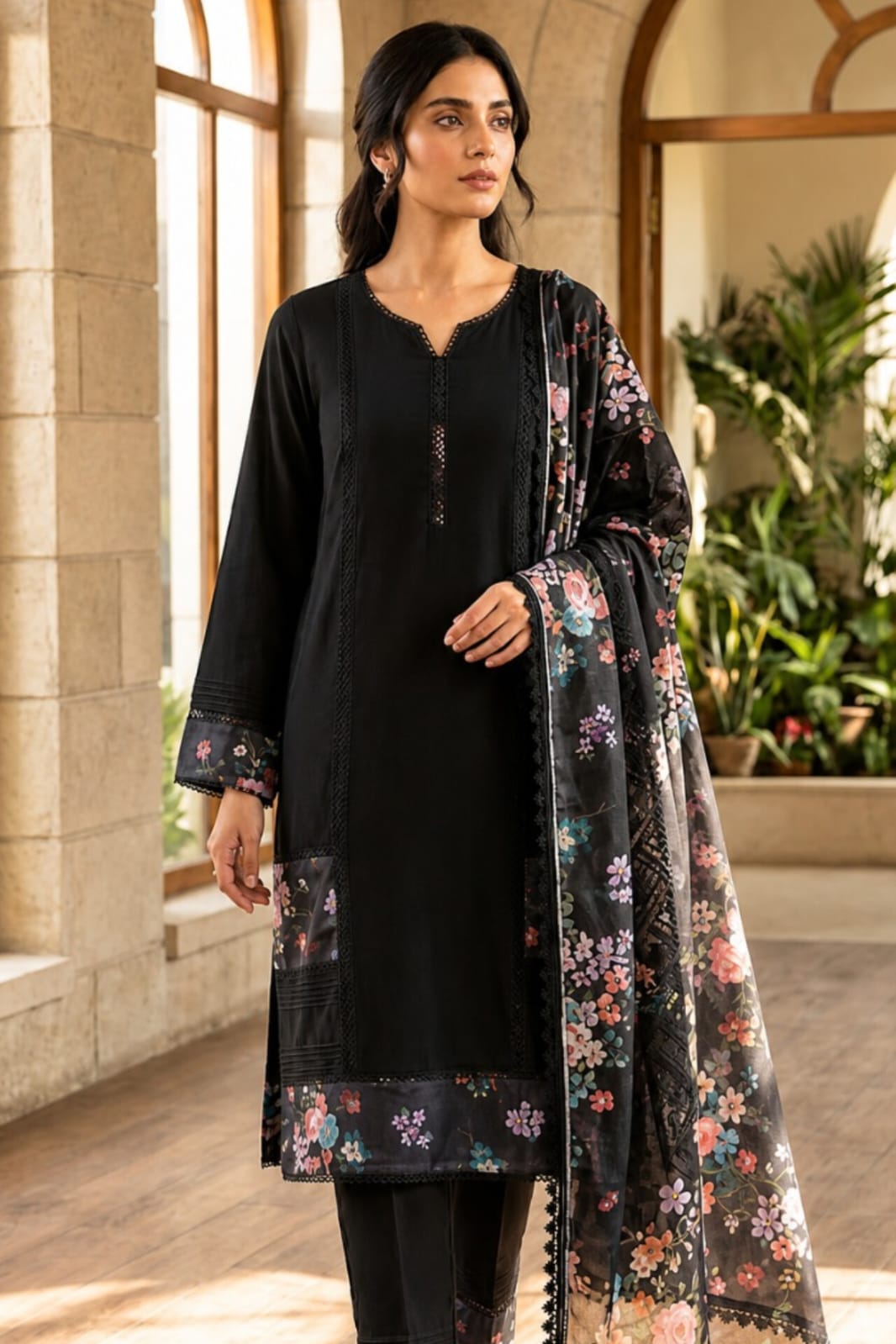 Women’s Designer Kurta with Matching Trousers and Dupatta