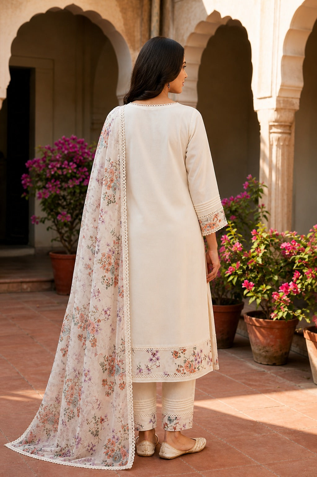 Regular Kurta with Trousers & With Dupatta