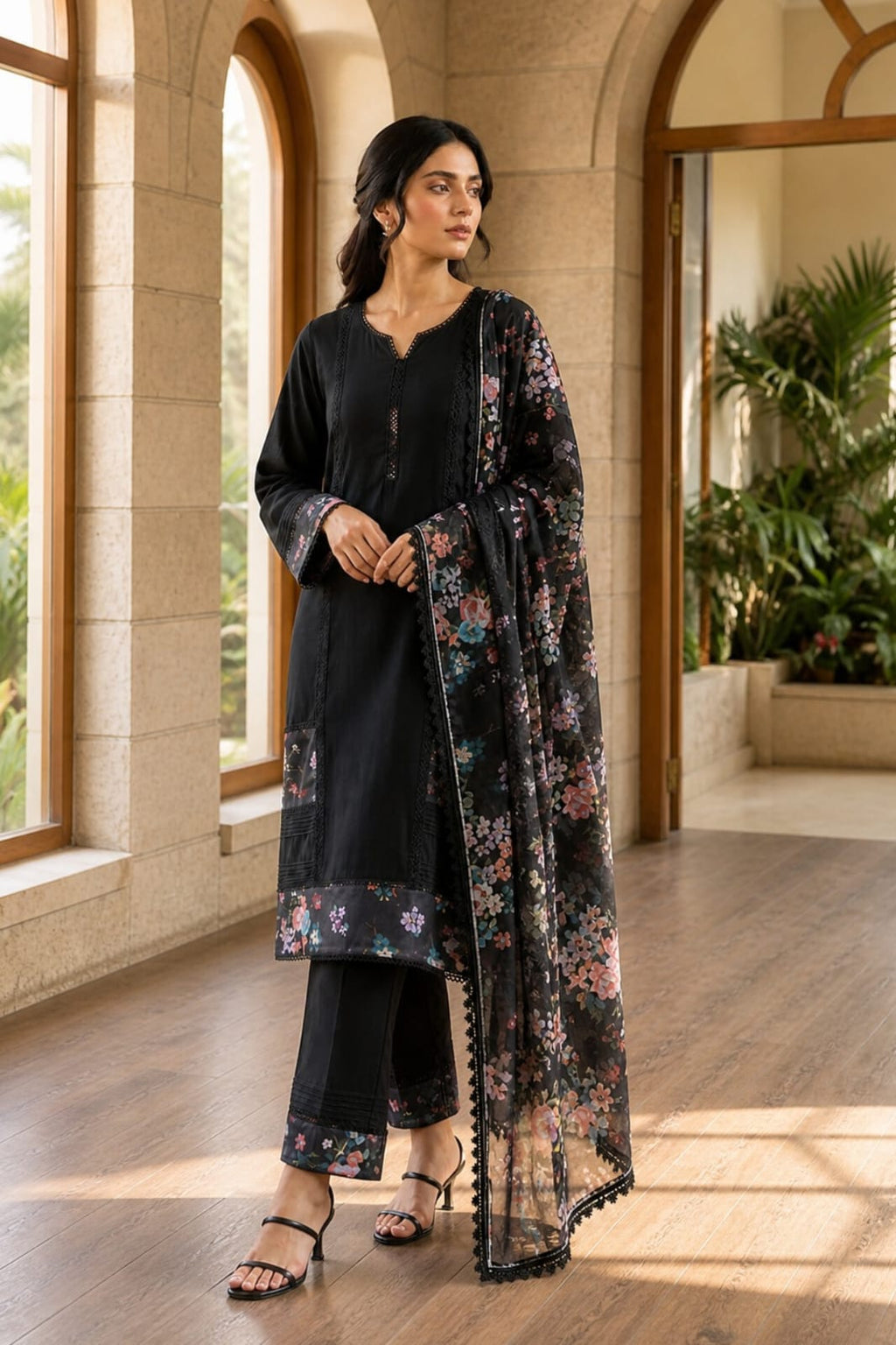 Women’s Designer Kurta with Matching Trousers and Dupatta