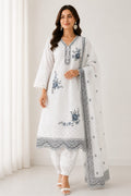 Women’s Embroidered Kurta Set with Trousers & Dupatta.