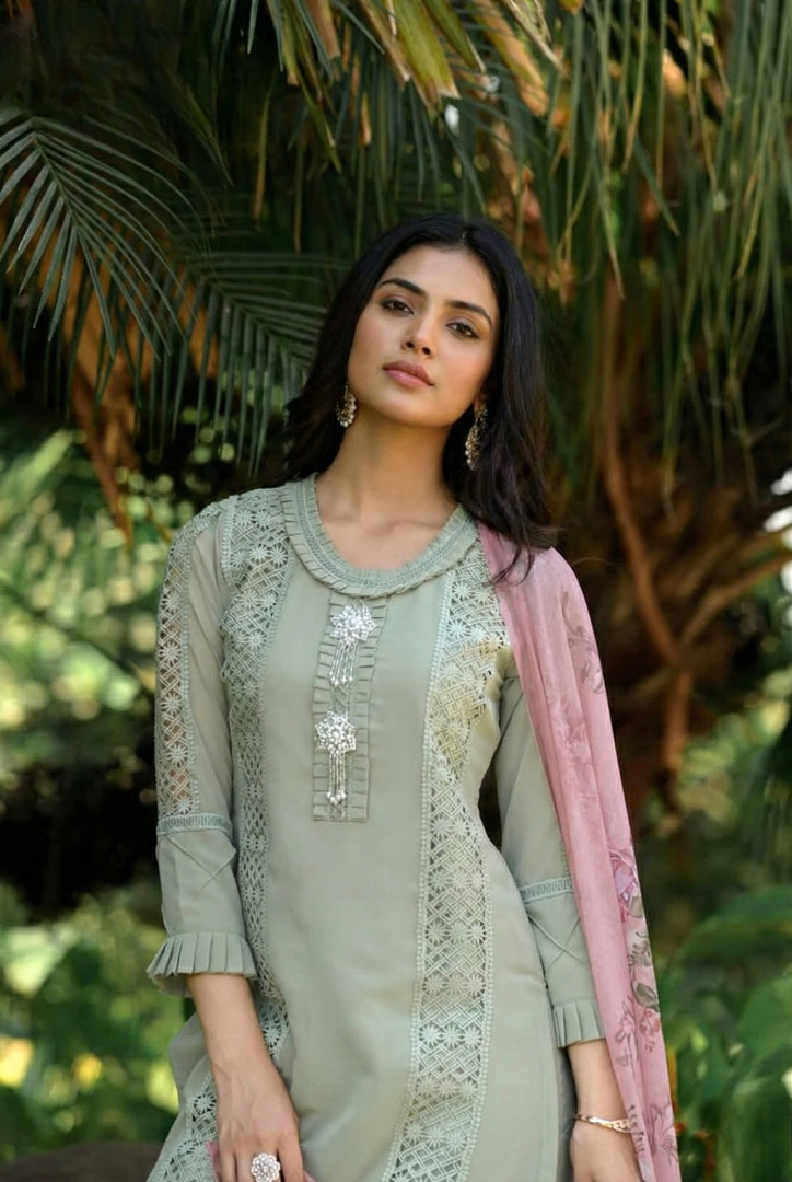 Designer Faux Georgette Readymade Pakistani Suit