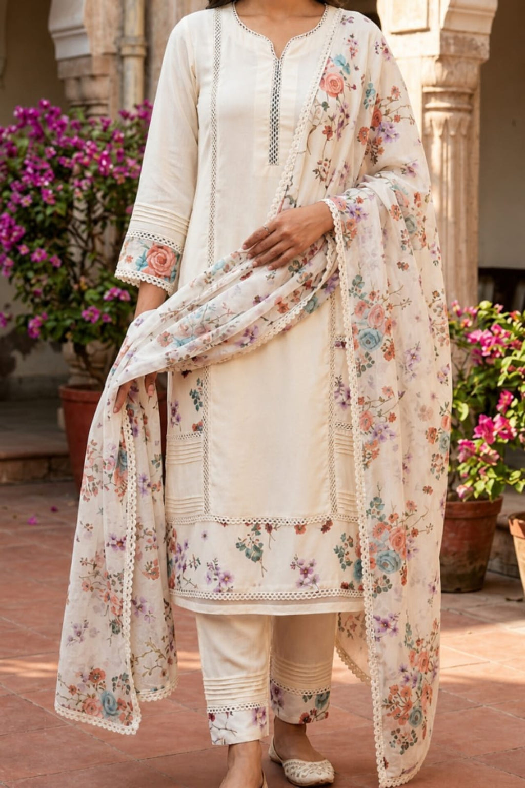 Regular Kurta with Trousers & With Dupatta