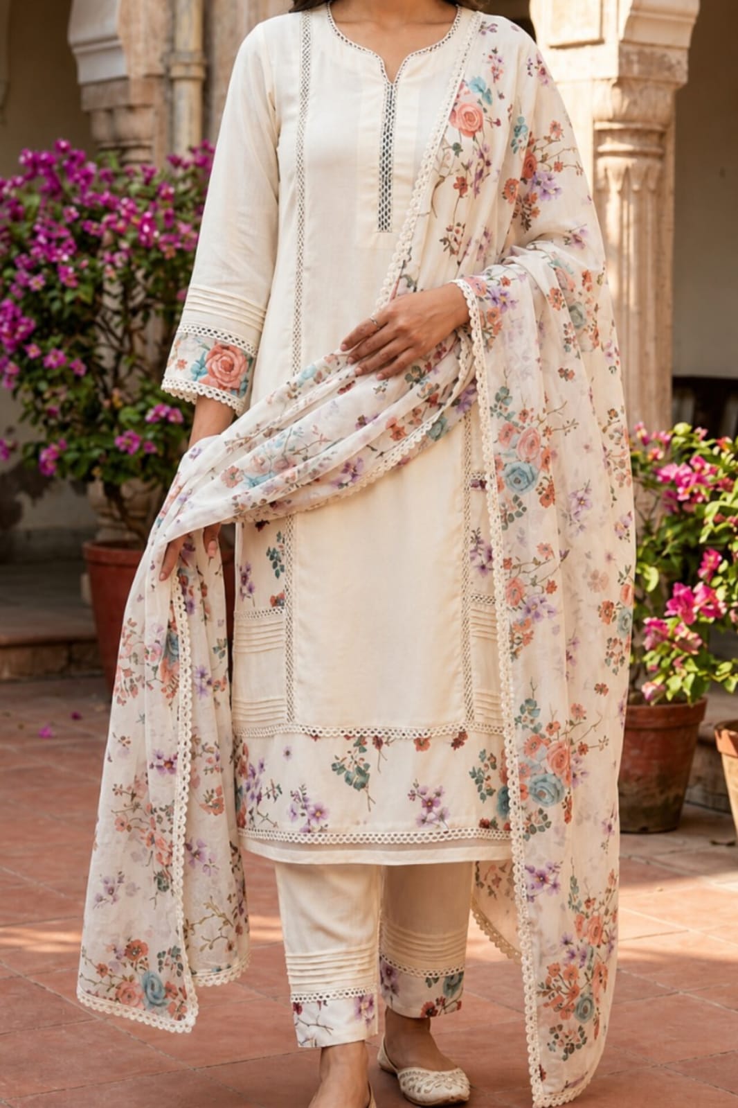 Regular Kurta with Trousers & With Dupatta